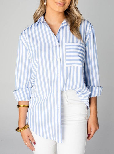 BUDDY LOVE BLUE AND WHITE STRIPED BUTTON DOWN - LUDIC SOUL