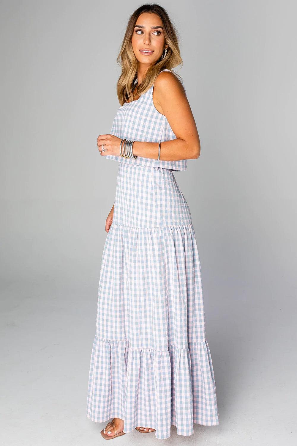 BUDDY LOVE BLUE GINGHAM MAXI SET – LUDIC SOUL