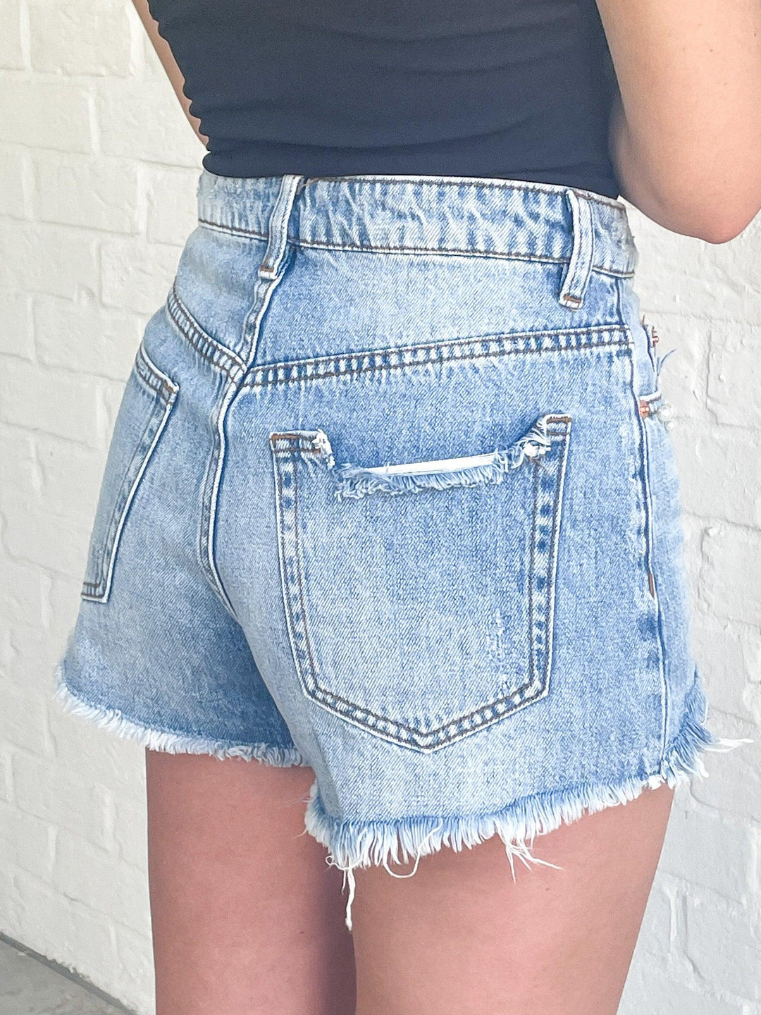 DENIM JEAN CUTOFF PEARL EMBELLISHED SHORTS – LUDIC SOUL